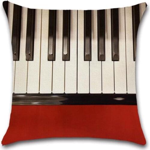 Musical instrument Piano keys Red rose flower note Decorative home sofa Car chair cushion cover friend Kids gift pillowcase