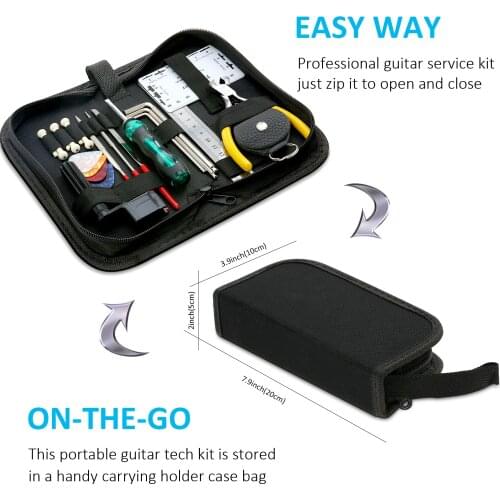 Ammoon Guitar Repairing Maintenance Cleaning Tool Kit Includes String Action Ruler & Gauge Measuring Tool & Hex Wrench Set