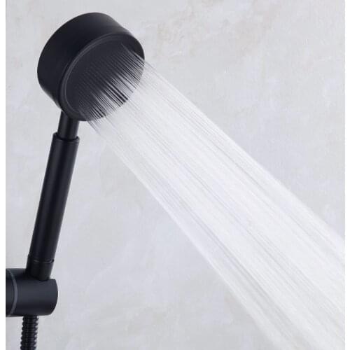 Stainless Black Shower Head High Pressure for Bathroom Water Saving Rainfall Brushed Shower Head Hose Holder Set