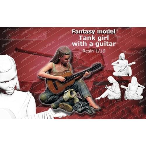 New Unassembled 1/16 120mm modern tank girl with a guitar 120mm Resin Kit DIY Toys Unpainted resin model