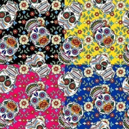 New pure cotton four color skull DIY hand patchwork cloth mask toy fabric 90 * 110cm
