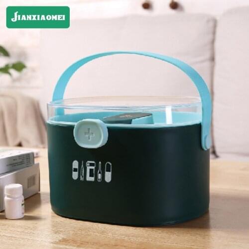 Original family medicine box Double transparent large-capacity portable portable storage medical box