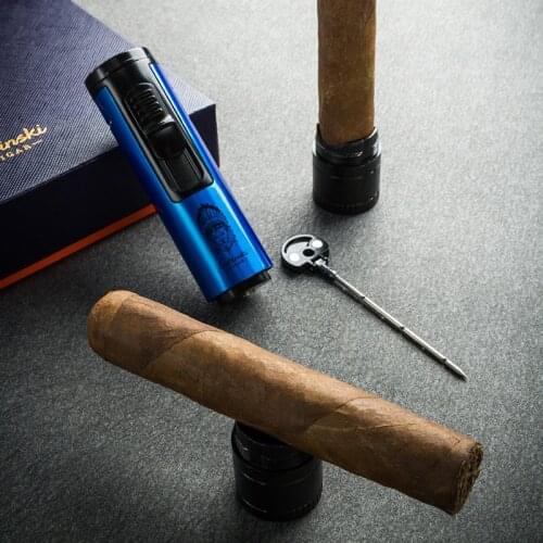 Five-in-one portable windproof inflatable cigver lighter multi-function outdoor blue flame spray turbine-free cigarette lighter