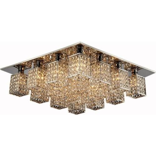 Modern Square Crystal Cube Bedroom Ceiling Lamp Luxury Living Room Ceiling Lights Dining Room Bar Counter Balcony Ceiling Light