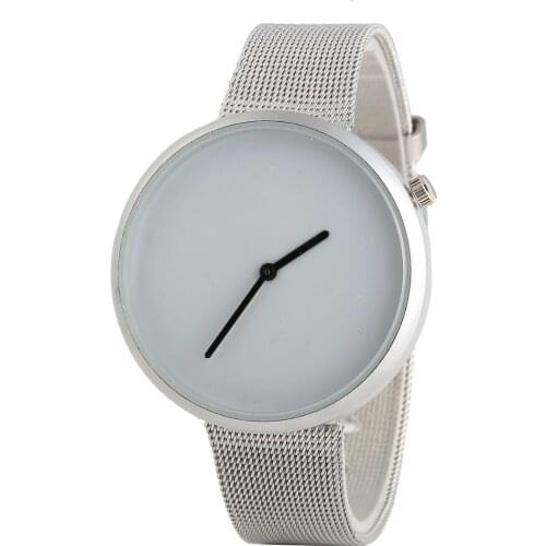 Simply Round Casual Quartz Wrist Watch for Women Stylish Silver Mesh Stainless Steel Belt Reloj Mujer Female Womens Watches