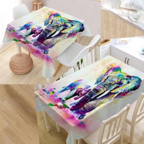Custom Elephants Table Cloth Oxford Fabric Rectangular Waterproof Oilproof Table Cover Family Party Tablecloth