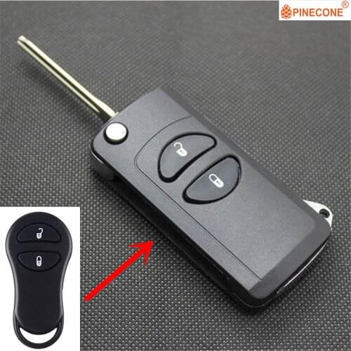 PINECONE Key Case for Chrysler Cherokee PT Cruiser Voyager Dodge 2 Button Modified Remote Flip Folding Car Key Fob Shell Cover