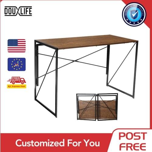 Douxlife Foldable Computer Table Office Desk Writing Study Table Foldable Design X shape Standing Desk for Home Office Furniture