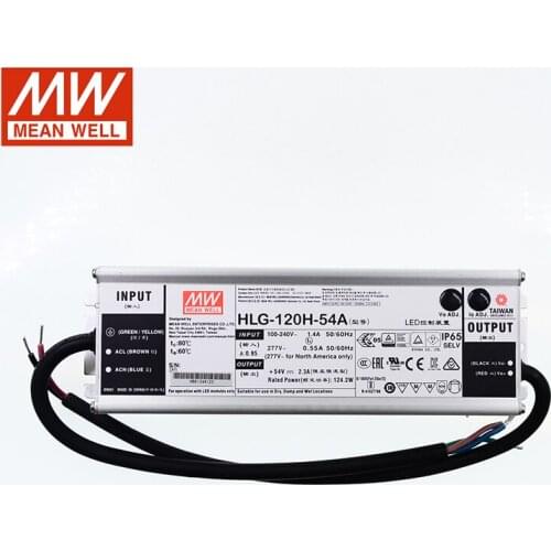 MEAN WELL LED driver HLG-120H-54A 54V LED Power Supply 110V/220V AC to 54V DC 2.3A 120W waterproof IP65 Adjustable Transformer