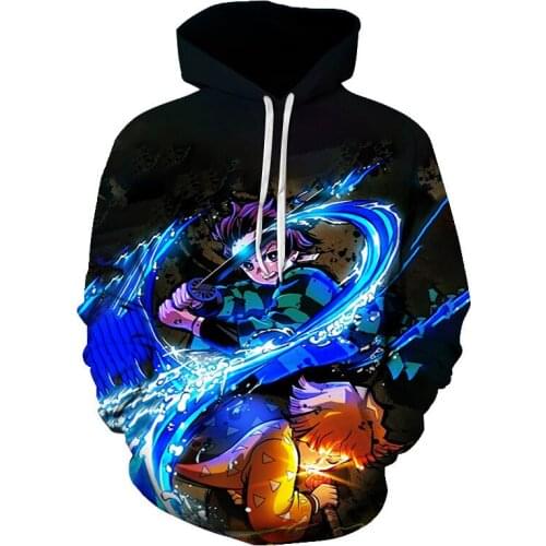 Demon Slayer Kimetsu no Yaiba Cartoon Hoodie Tanjirou Zenitsu Tomioka Giyuu Cosplay Costume Anime Jacket Spring Coat