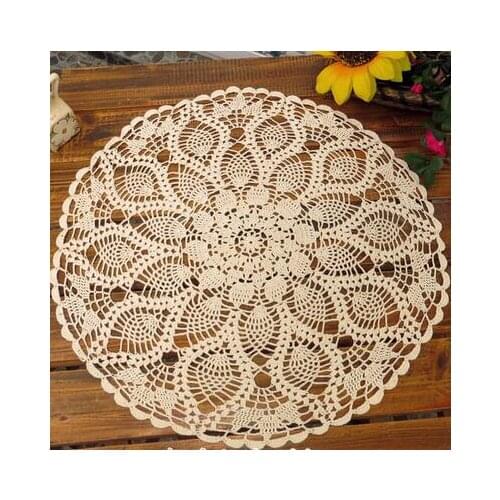 Vintage Round Tablecloth Cotton White Feather Hand Crochet Doilies Wedding Event Table Decor Doily Placemat Knit Table Cloth