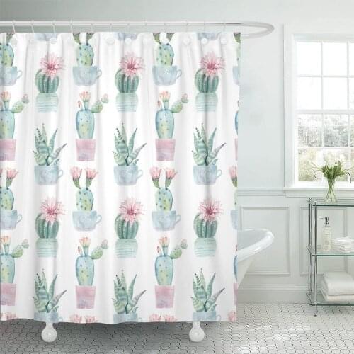 West Watercolor Saguaro Cactus It Perfect Arizona Bloom Blooming Shower Curtain Waterproof Polyester Fabric 60 x 72 Inches Set