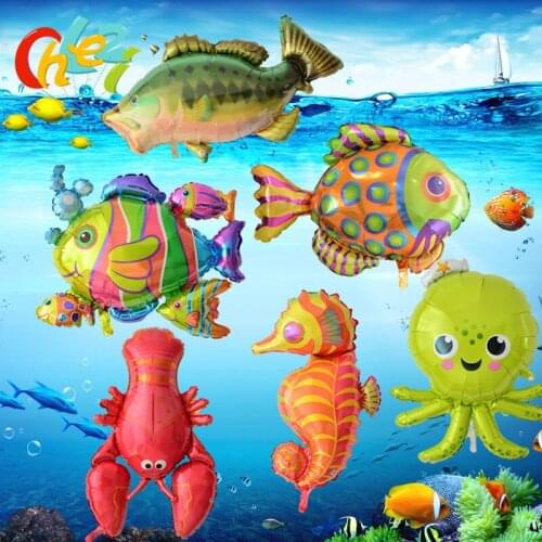 Sea world cute fish foil balloons Shark octopus baby birthday party decoration ocean animal air ball holiday kids toy supplier