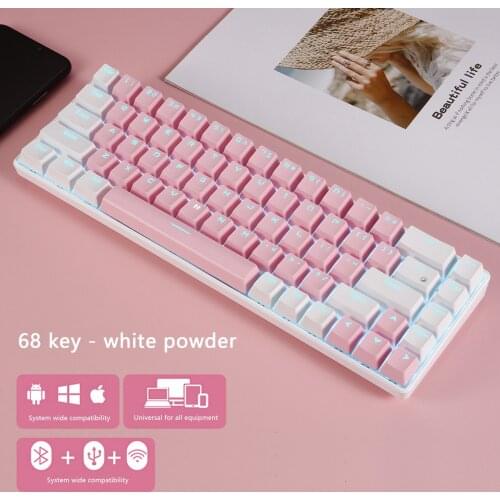 XM-RF68 Mechanical Keyboard 68 Key Multi Device Bluetooth 2.4GHz Anti-ghosting Backlight Wireless Keyboard For Laptop PC#g3