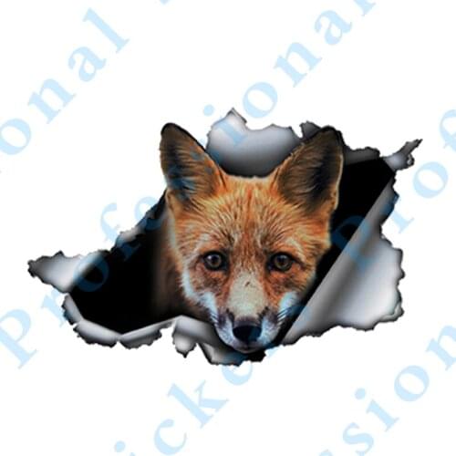 Funny 13cm x 8.5cm Red Fox Car Sticker Torn Metal Decal Reflective Stickers Waterproof Car Styling Cartoon Car Decoration