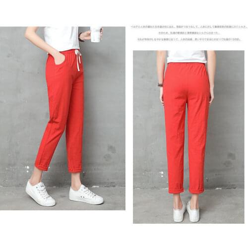 Women linen cotton pants good quality lady cotton trousers linen comfortable pants hot sale breathable cotton women pants