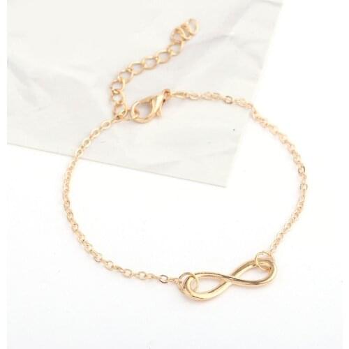 Personality 8 Character Bracelet Sea Wave Shape For Women Girls Rope Chains Cute Romantic Elegant Golden Color Simple 2019
