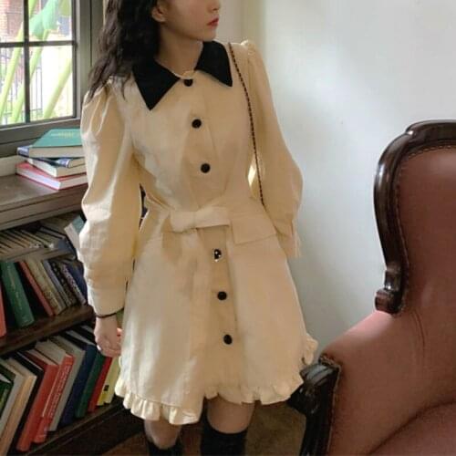 Bella Philosophy Wonder 2020 Vintage Elegant Dress Patchwork Button Sweet Mini Dress Office Lady Casual kawaii Korean Vestidos