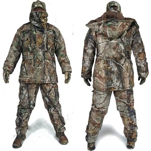 Winter Warm Hunting Clothes Thicken Bird Watching Fishing Cloth Outdoor Bionic Camo Ghillie Suit Sniper Hunting Camouflage Cloth