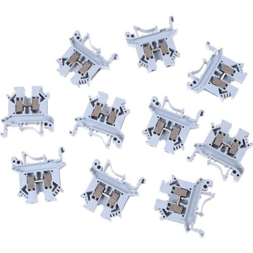 10pcs/lot UK-2.5B Din Rail Uneiversal Terminal Blocks Screw Type 800V 32A Plastic Terminal Block Connectors