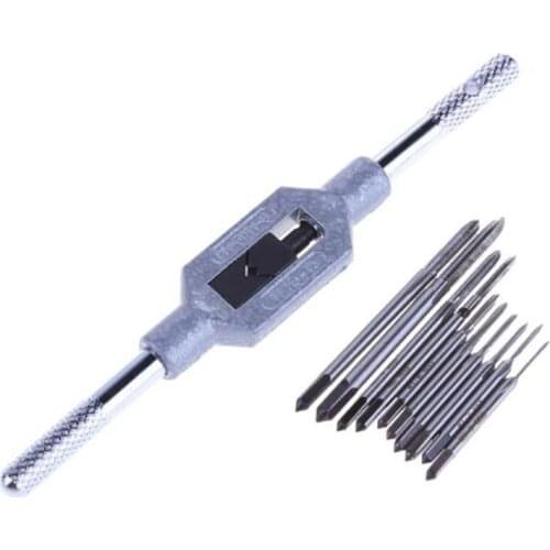 11Pcs/Set Mini DIY High Speed Steel Tap Die Twister Wrench Set, Adjustable Screw Thread Carbon Hand Screw Taps