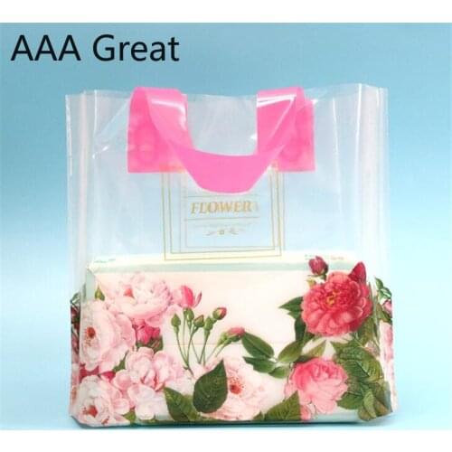 150Pcs/Lot Bags Shopping Bag Supermarket Plastic Bags With Handle Food Packaging Flowers Christmas Supplies Clothes Pouches Gift