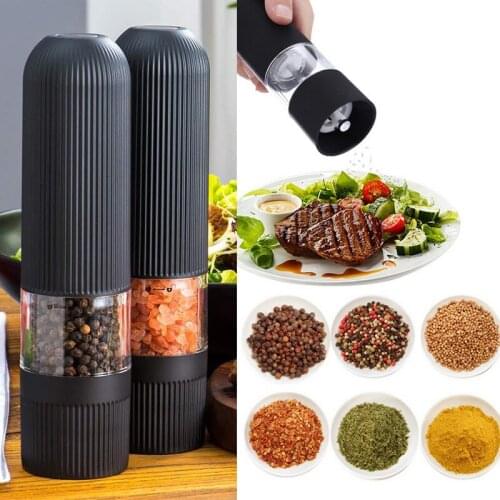 2pcs Electric Pepper Grinder Salt Spice Herbal Containers LED Mill Adjustable Coarseness Home Kitchen Cooking BBQ Multi-Purpose