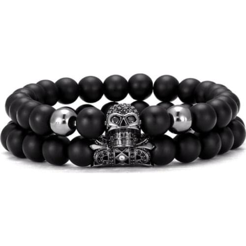 2pcs/lot 8mm gold silver copper cz zircon cubic zirconia beads Yoga Bracelet elastic adjustable Stone Bangles ef34