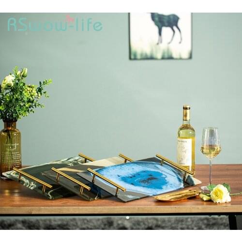 46*27cm European Rectangular Trays Home Jewelry Storage Tray Cake Dessert Food Tray Home Storage Ornaments Trays