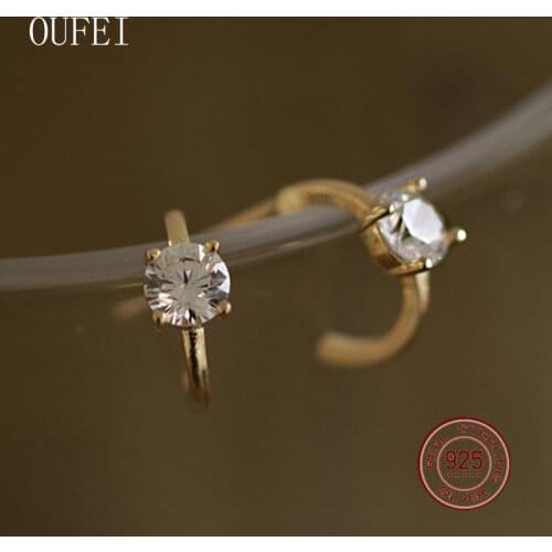 925 Sterling Silver Round Shape Stud Earring For Women Ear Studs Crystal Piercing Earrings Fine Jewelry Accessories Girl Gift