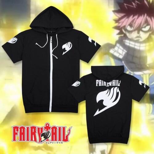 Anime Fairy Tail Cosplay Men Women Unisex Short Sleeve Hoodie Sweatshirt Fashion Hooded Zipper Sweat Shirts Coat Jacket Tops