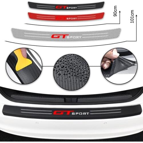 Car GT Sport Emblem Rear Bumper Trunk Protector Sticker Carbon Fiber Decal For Volkswagen Polo Golf Passat B5 Touran Accessories