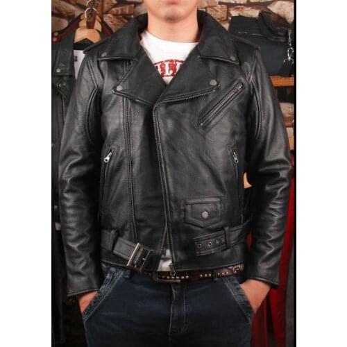 Free shipping.plus size Brand classic men Jacket mens genuine leather biker jacket.motor cowskin slim coat,sales