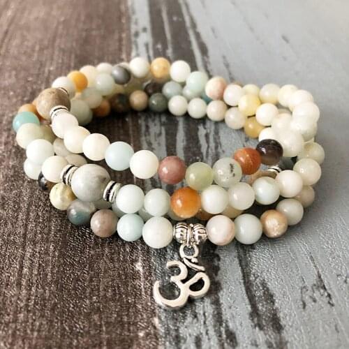 6mm Amazonite Mala Bracelet For Men 108 Mala Beads Yoga Jewelry Mens Healing Meditation Beads Bracelet Spirituality Jewelry Gift