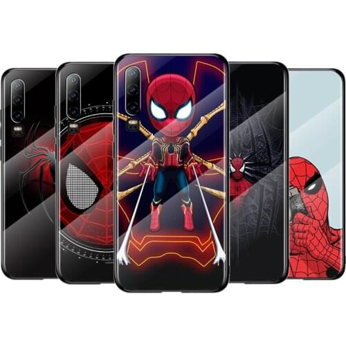 Marvel Anime Spiderman For Huawei P40 P30 P20 P10 Pro Plus Lite 5G 2019 Tempered Glass Cover Shell Luxury Phone Case