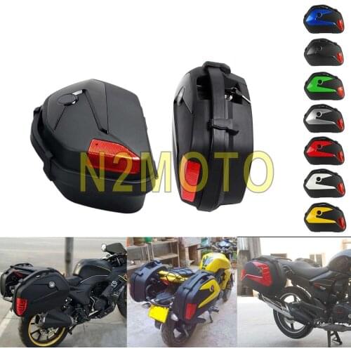 Black 2x20L ABS Plastic Side Case Tailbox Rear Cargo Luggage Pannier V35 Universal Mounting Bracket for Honda Suzuki Triumph BMW