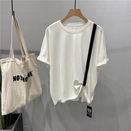 Summer new mens loose version simple solid color versatile T-shirt no iron art youth strap college T-shirt