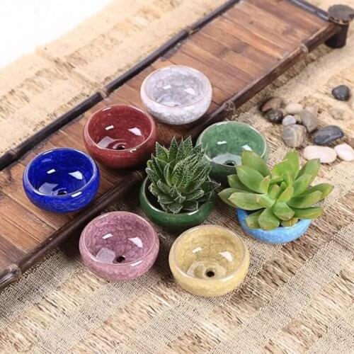 Ice-Crack Glaze Flower Ceramics Succulent Planter Mini Pot Garden Flowerpot for Home Office Decor Plant Pot
