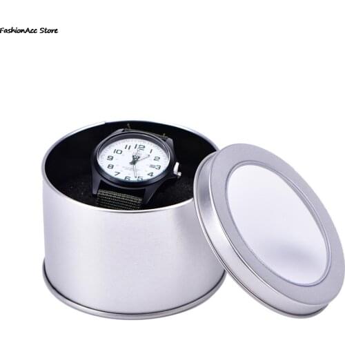 Storage Watch Winder Jewelry Nice Sponge Round Organiser Practical New Case Tin Display Gift Box 90*60mm