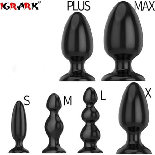 IGRARK Black Silicone Big Butt Plug 6 Sizes Smooth Soft Huge Anal Plug Adult Erotic Toys Gay Sex Toys For Woman Men