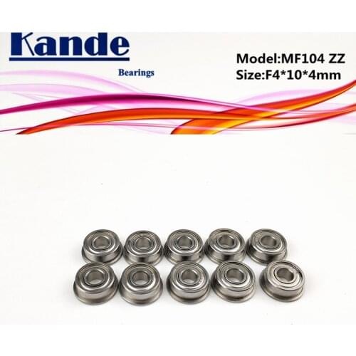Kande Bearings 10PCS MF104ZZ MF104Z MF104 MF104 ZZ MF104 Miniature Flange Bearing F4x10x4mm