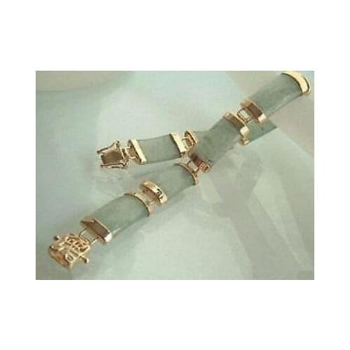 Chinese jewelry green JADE link bracelet AAA style Fine jewelry Noble 100% Natural JADE