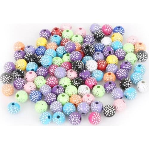 Hot Sale 8mm 100pcs Multicolor Arcylic Beads Round Beads For DIY Jewerly Making Bracelet Necklace Accessories
