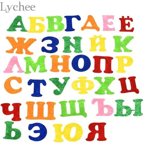 Lychee Life 33pcs Alphabet Felt Colorful Handmade Letter Pattern Felt DIY Sewing Crafts Accessories