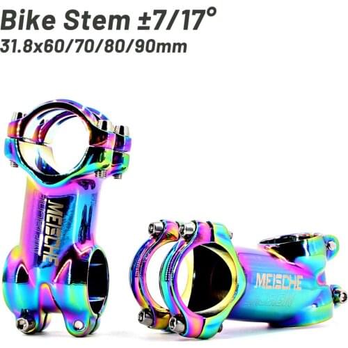 Meische Ultralight Rainbow Stem 7/ 17degree Bicycle Stem Mountain Road Bike Stem 31.8mm Handlebar Stem 60-90mm Mtb Stem Aluminum