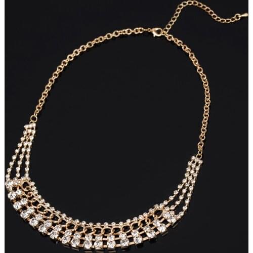 Min. order is $10 (mix order) Fashion chain coarse crystal rhinestone chain luxury quality necklace small necklace #N061