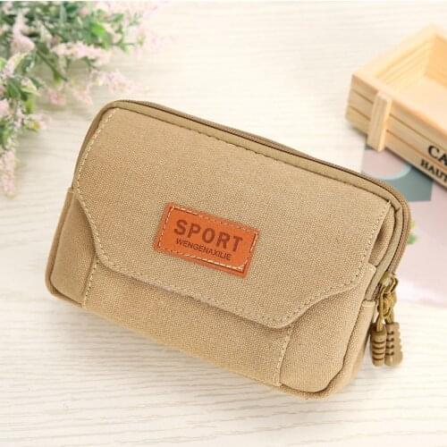 Fashion Mobile phone Bags Fannypacks Canvas Fabric Zipper Mens Wallets Coin Purse Men Waist Bag Cards Sport Fanny Bags Purse