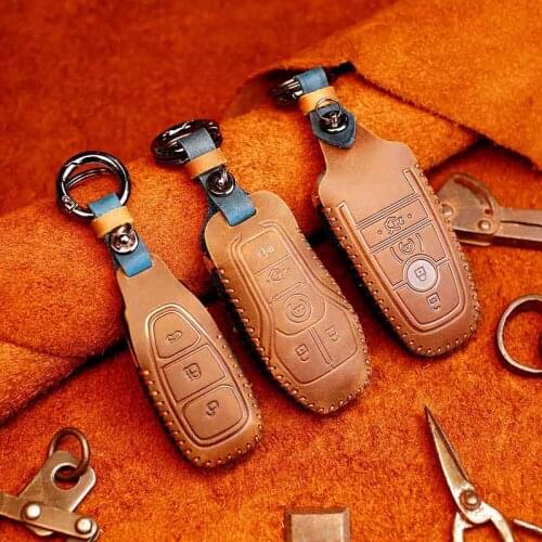 Car Key Case suitable for Ford Key Case Fox Mondeo Case Sharp World Leather Buckle Shell Crazy Horse Leather Case