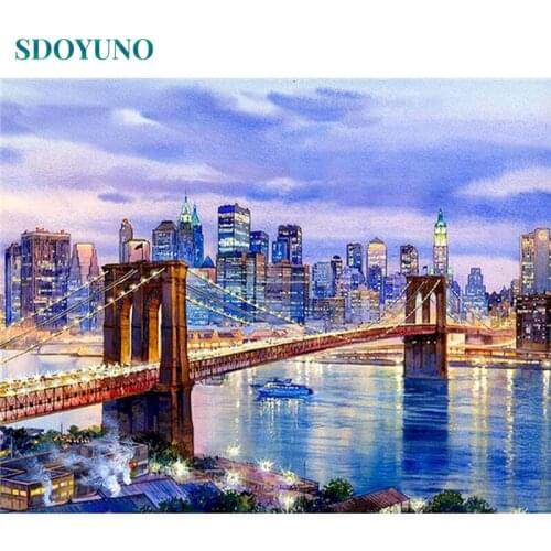 SDOYUNO Oil Paint By Numbers Kits Scenery Painting By Numbers On Canvas Frameless 60x75cm Landscape Hand Painting DIY Home Decor