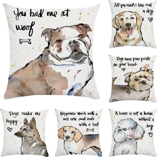 Animal letter cushion cover Dog for children Decorative for Sofa Throw Pillow Car Chair Home Decor Pillow Case almofadas CR171